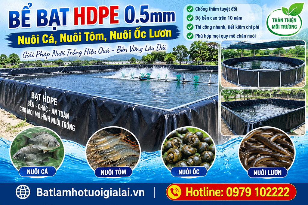 Bể Bạt HDPE 0.5mm Nuôi Cá, Nuôi Tôm, Nuôi Ốc Lươn