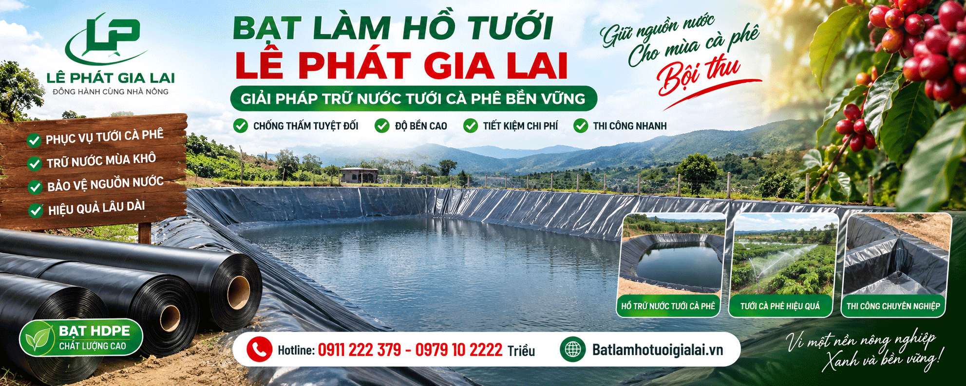Thi công lót bạt hồ tưới sầu riêng tưới cây